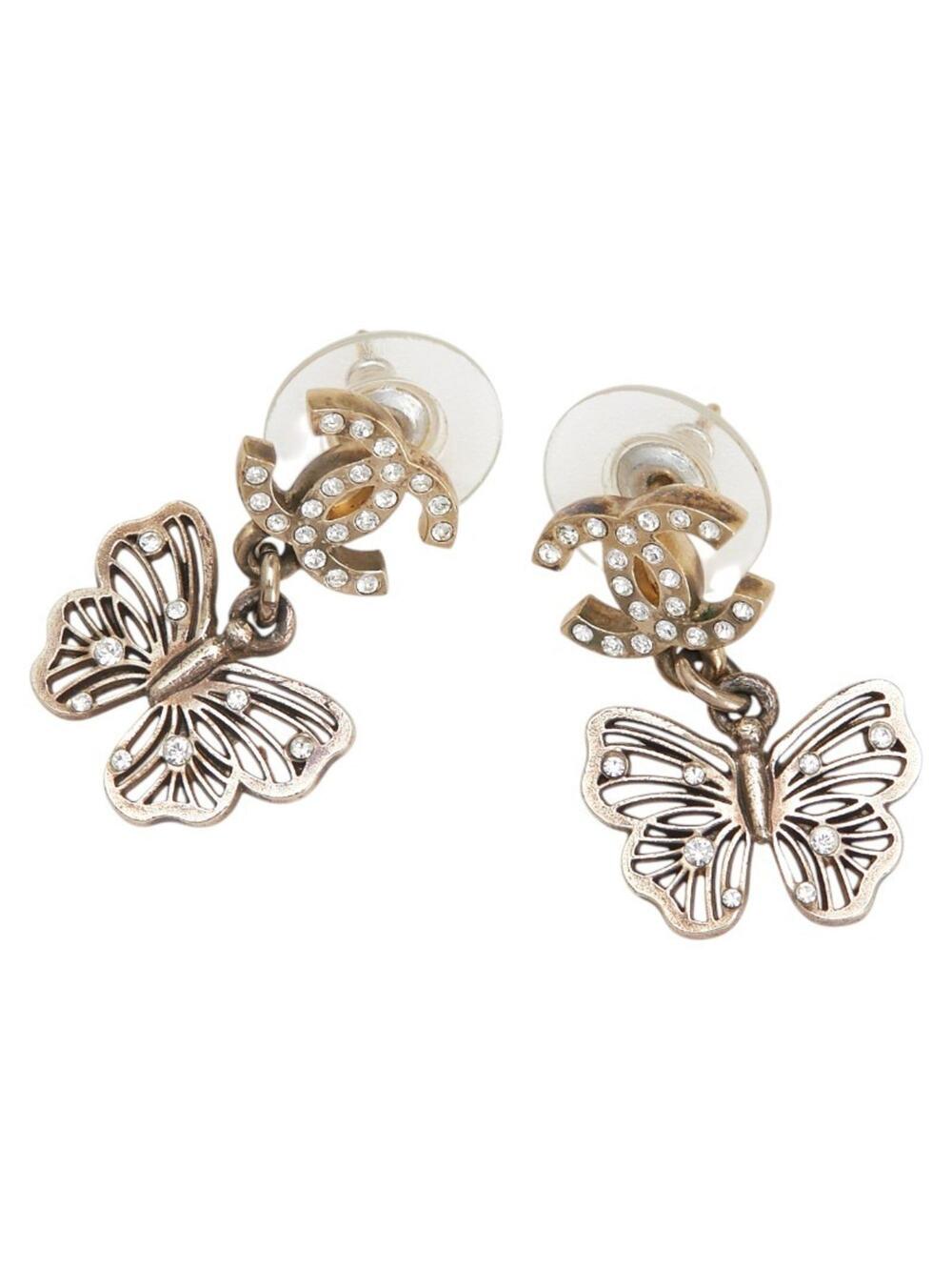 Chanel Cc Logo Stud Butterfly Earrings #215636C78B